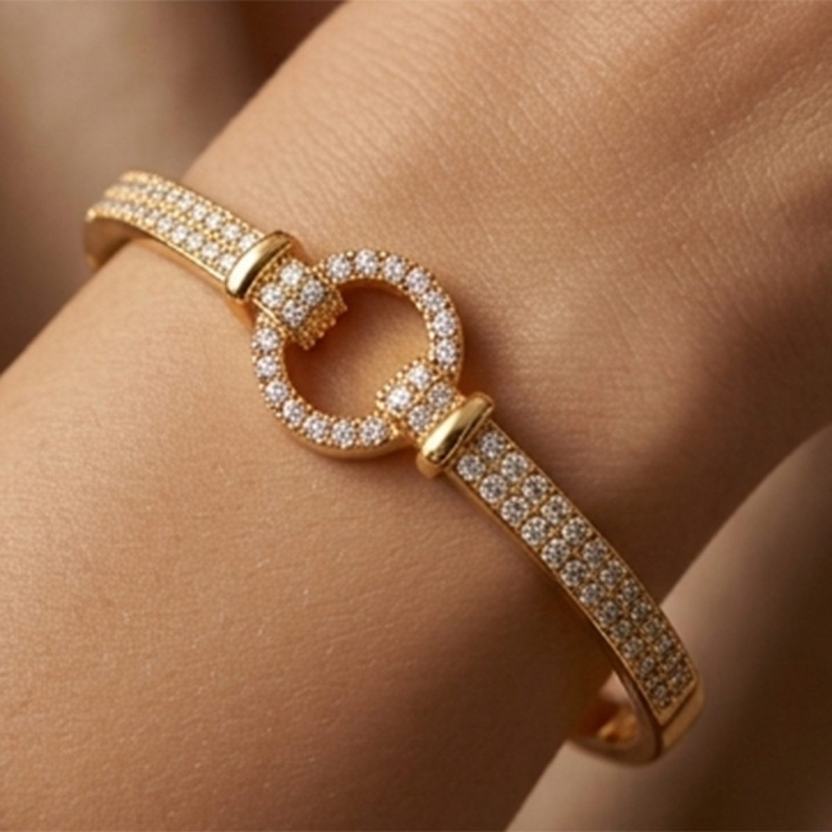 Golden and Diamond Accented Bangle