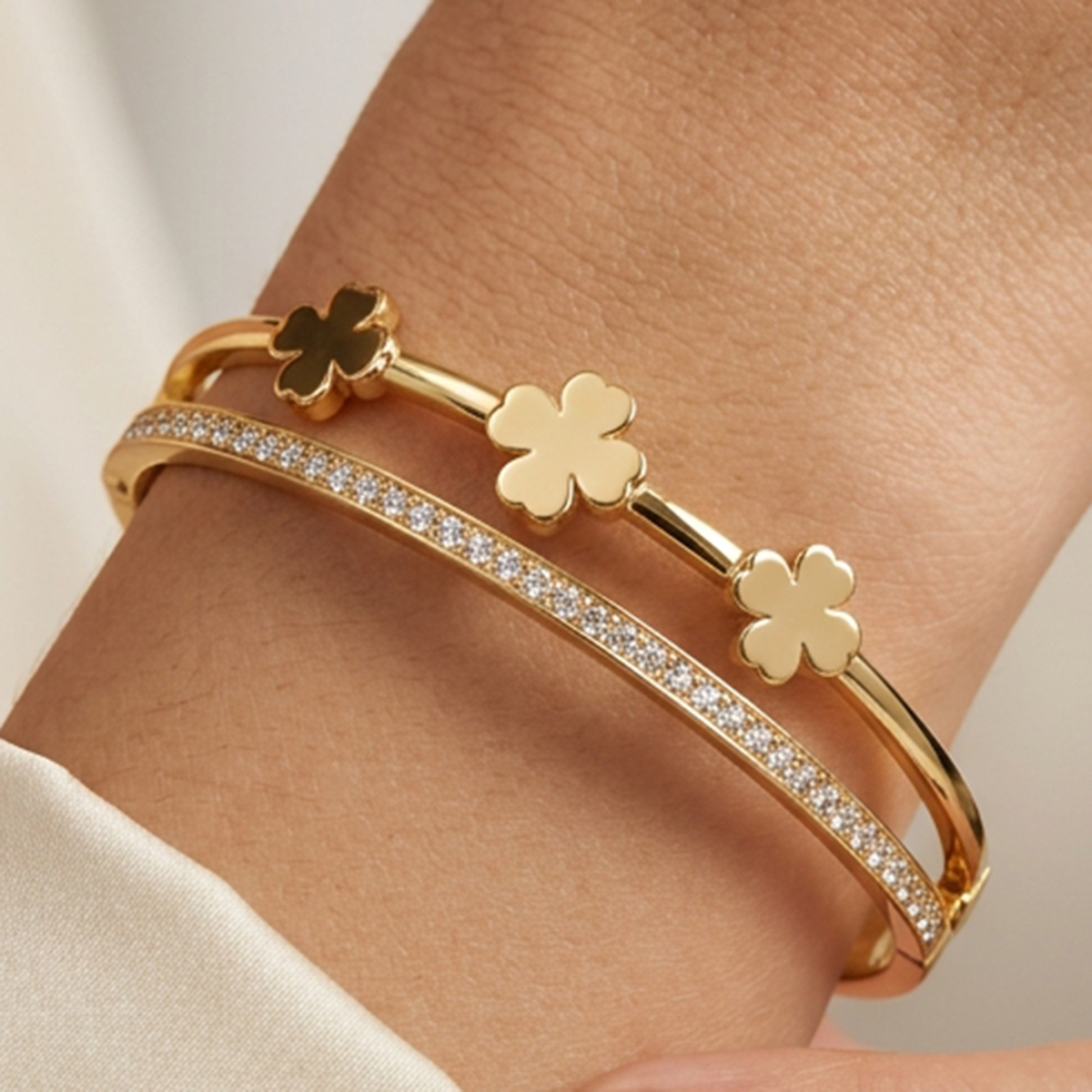 Golden Double Band Cuff Bangle