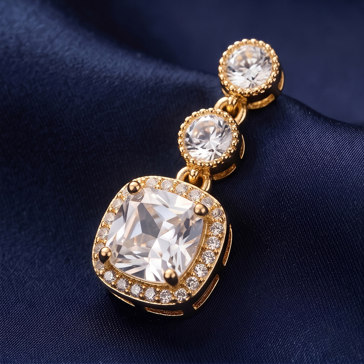 Ladies Crystal Golden Earrings