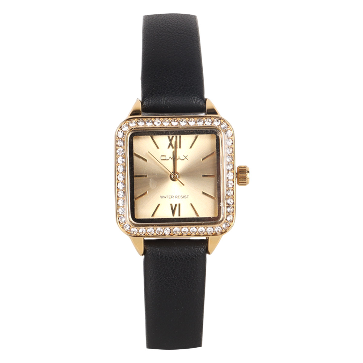 Omax Ladies Leather Watch Black Gold UT.BS006G121