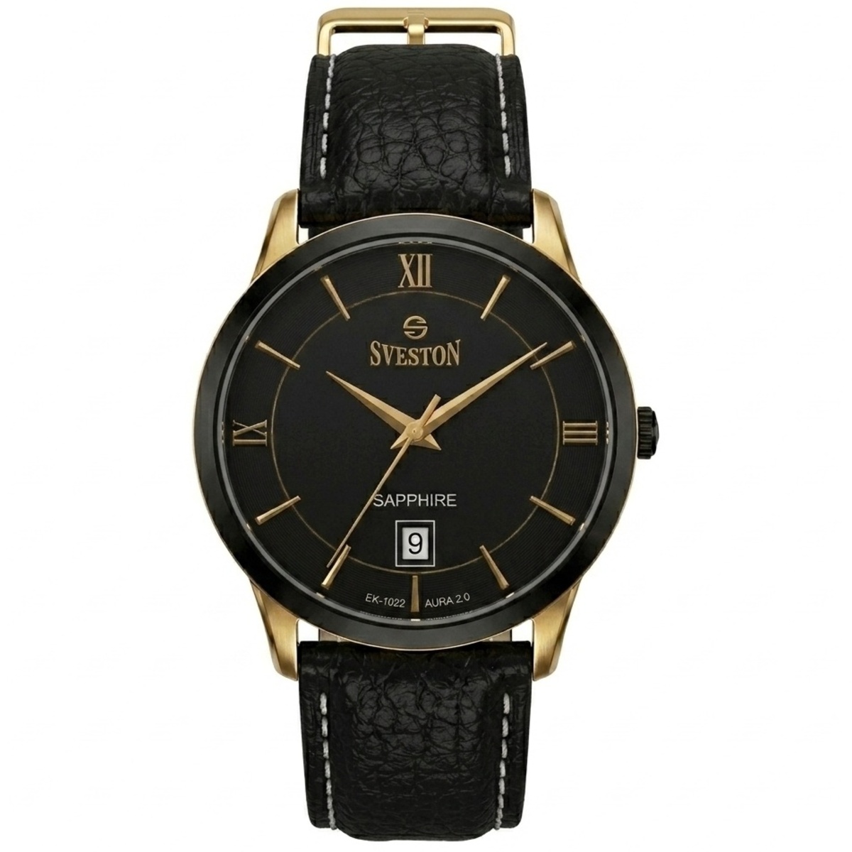 Sveston Sapphire Formal Watch For Men In Black Color SV-7022-VX42
