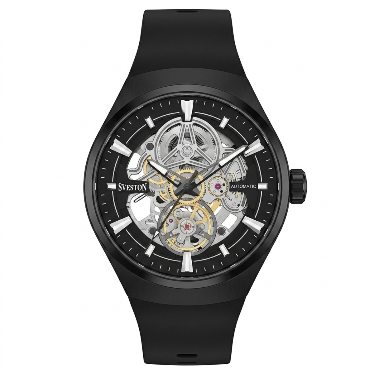 Sveston Sapphire Formal Watch For Men In Black Color SV-7022-VX42