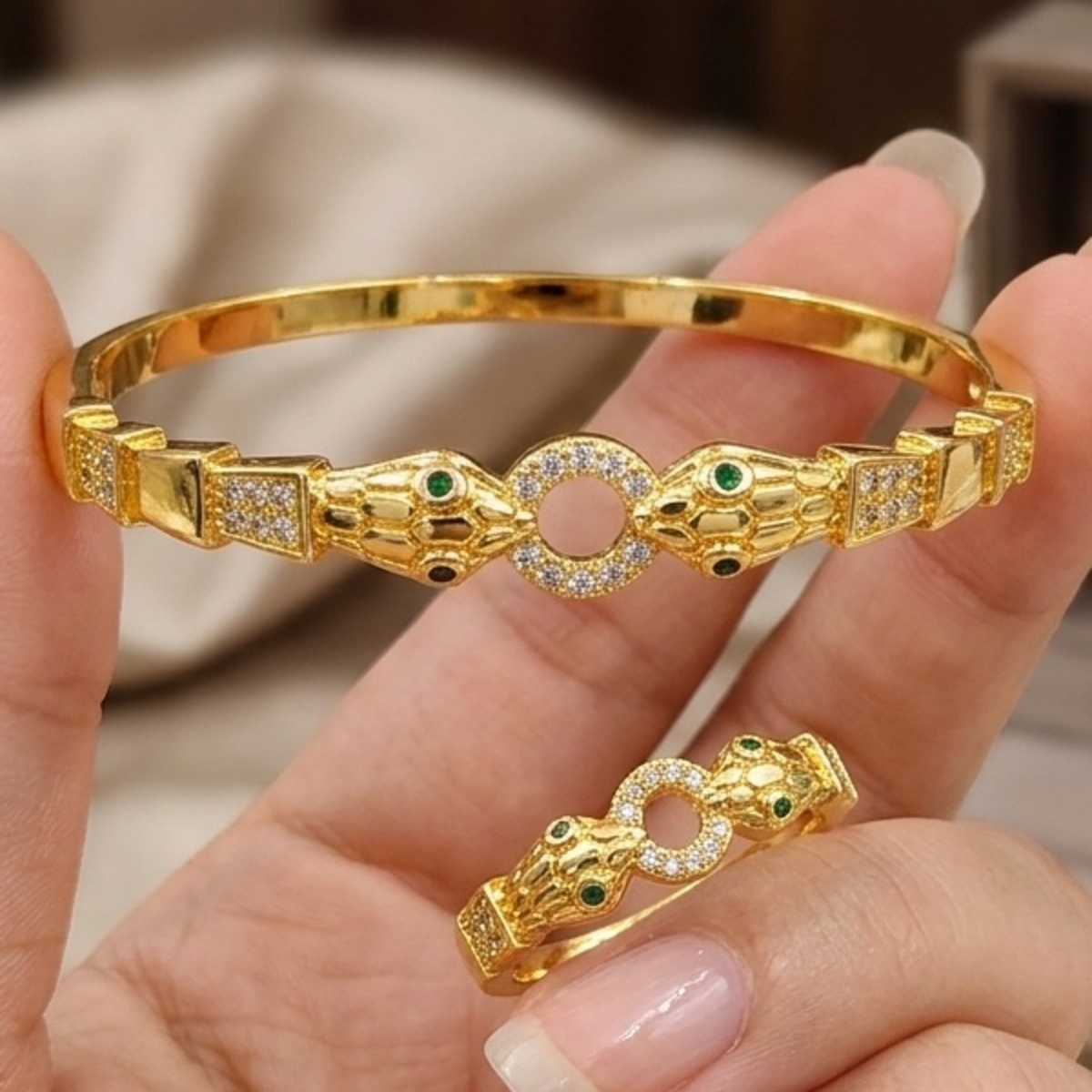 Golden Bangle Set With Ring