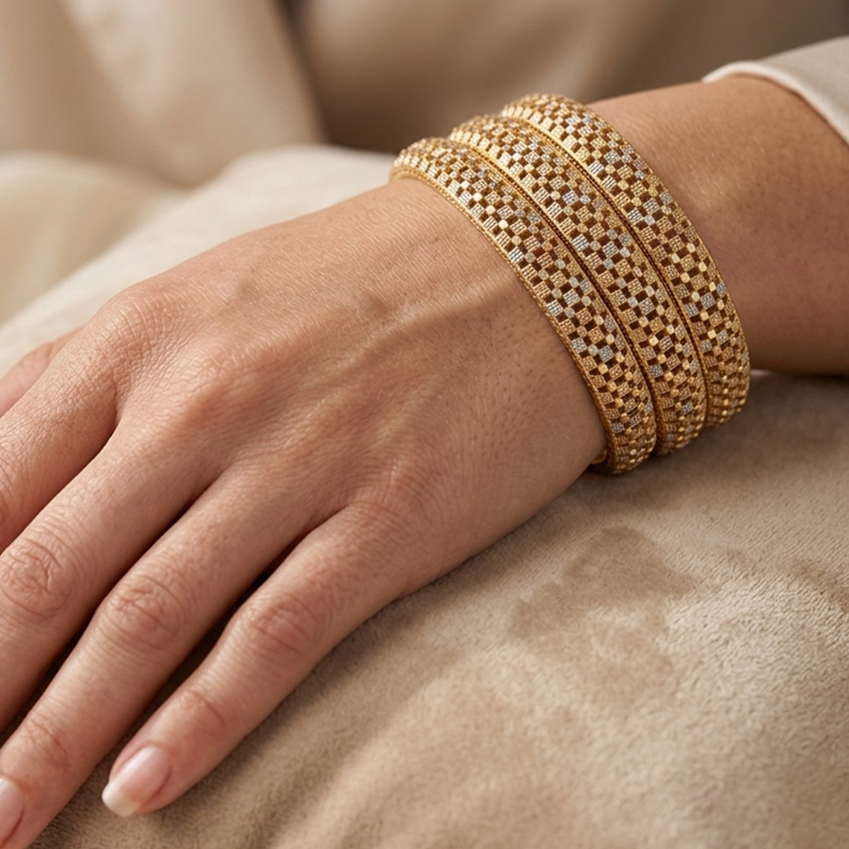 Golden Bangle Set Three Tone