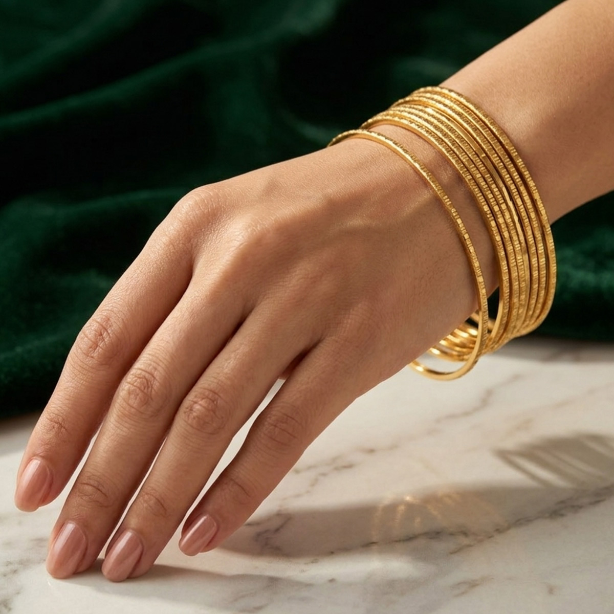 Ladies Gold Bangle Set 8 Pieces