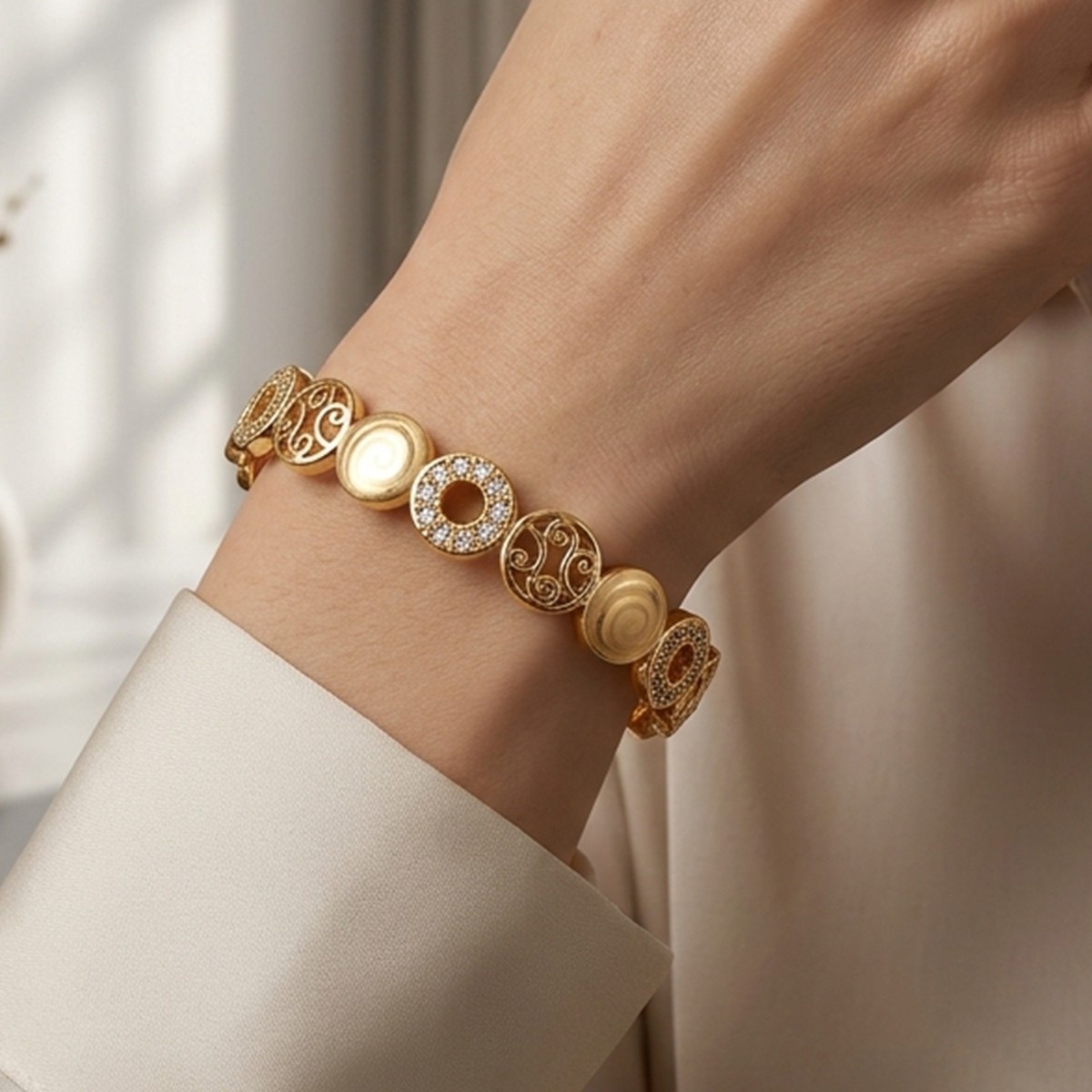 Circular Pattern Golden Bracelet