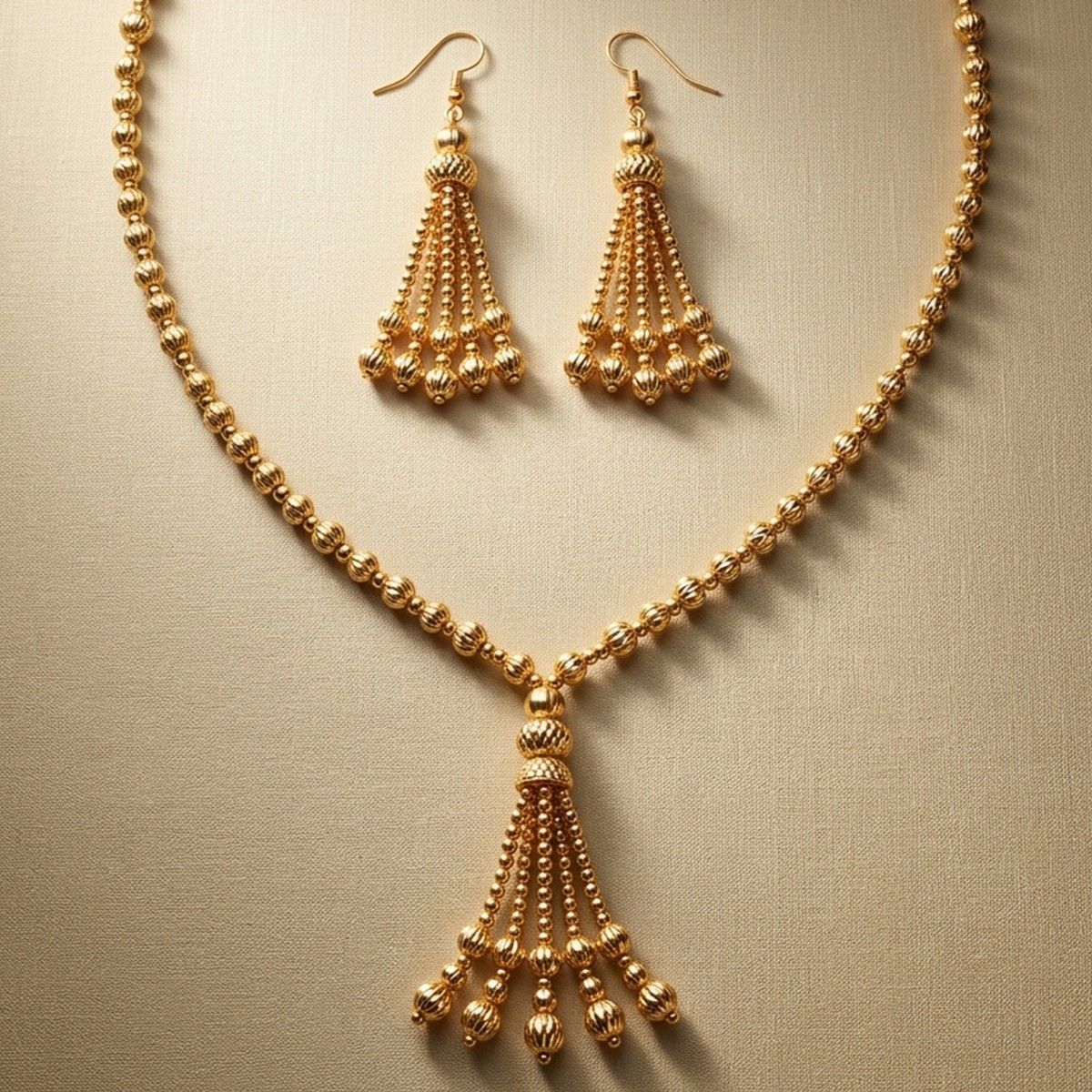 Golden Necklace and Earring Set