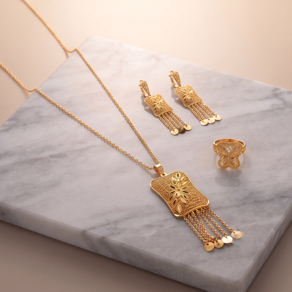 Golden Necklace Set of 2 Pieces