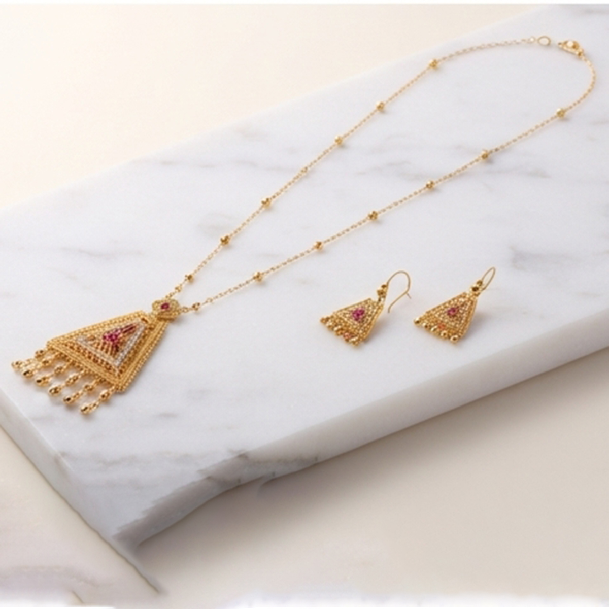Golden Necklace and Earring Set For Women