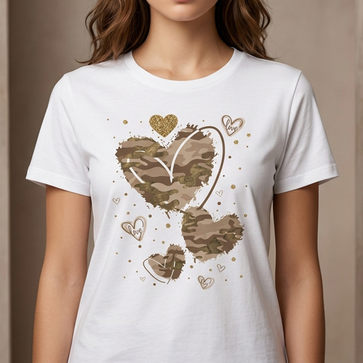 Ladies T-Shirt Printed White FREE SIZE