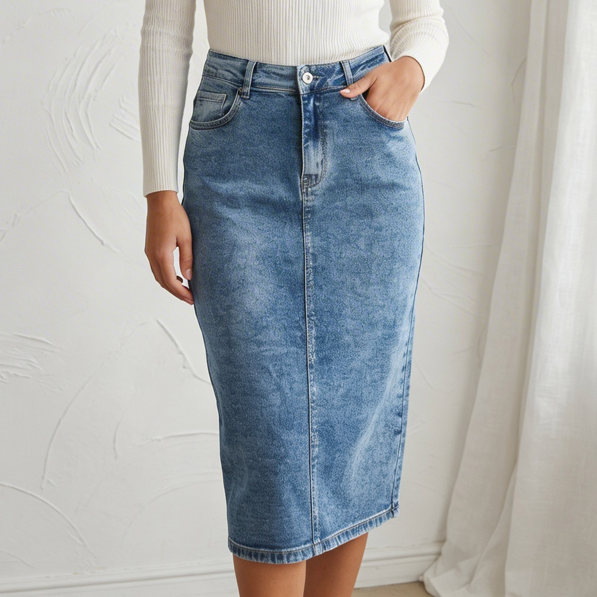 Ladies Jeans Skirt Blue Denim