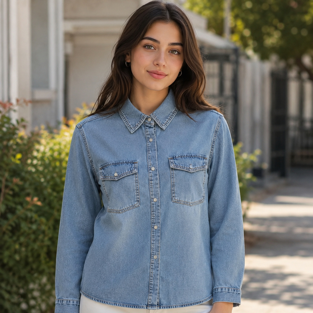 Ladies Jeans Blouse Long Sleeve