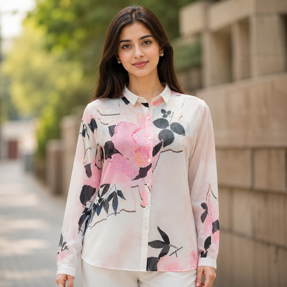 Ladies Printed Blouse Long Sleeve