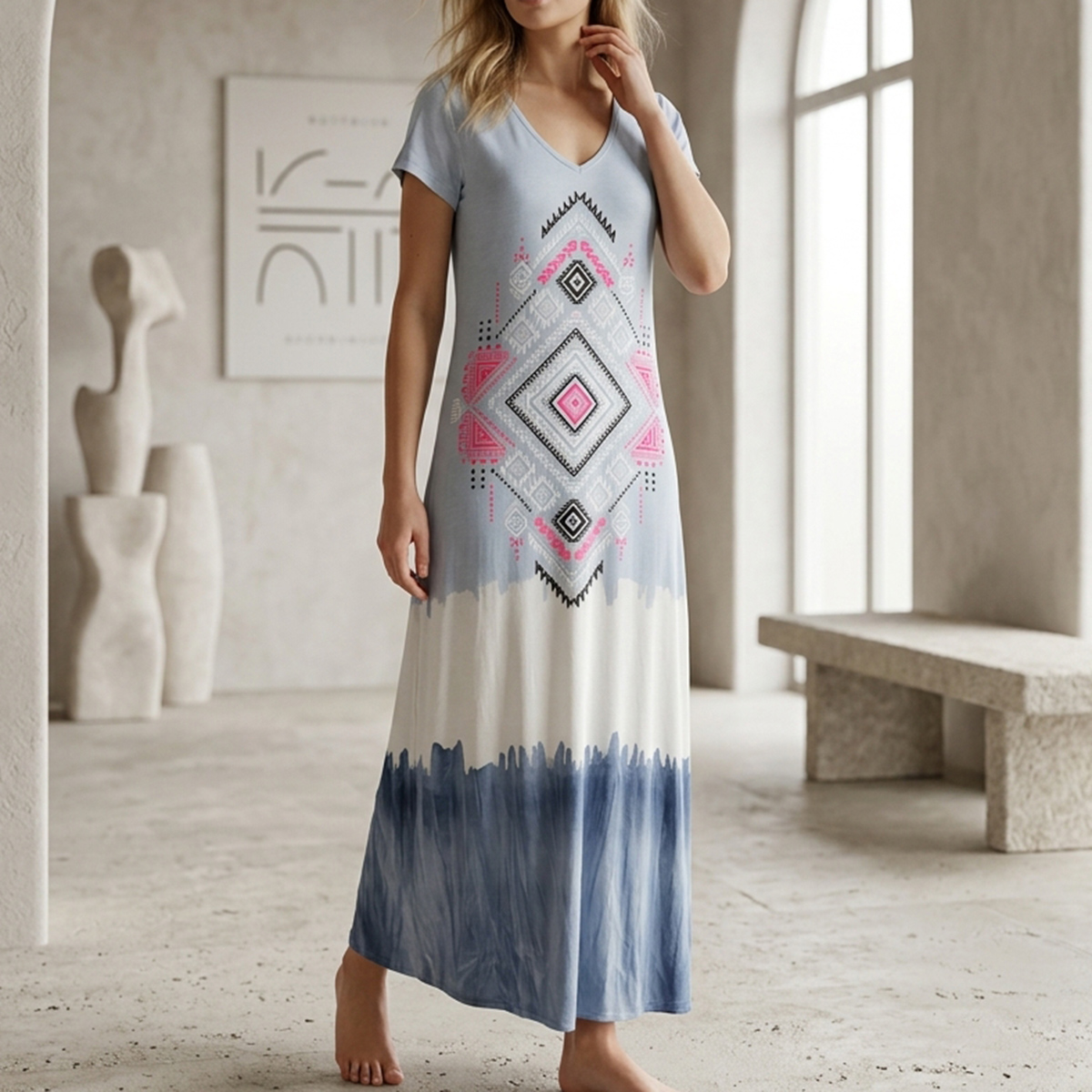 فستان ماكسي نسائي أزرق سماوي مقاس حر | السيدات | ملابس النساء | Women Top Wear | Long Dresses فستان ماكسي نسائي أزرق سماوي مقاس حر | السيدات | ملابس النساء | Women Top Wear | Long Dresses
