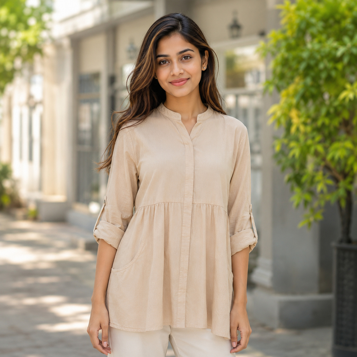 Ladies Blouse Plain Long Sleeve Freesize