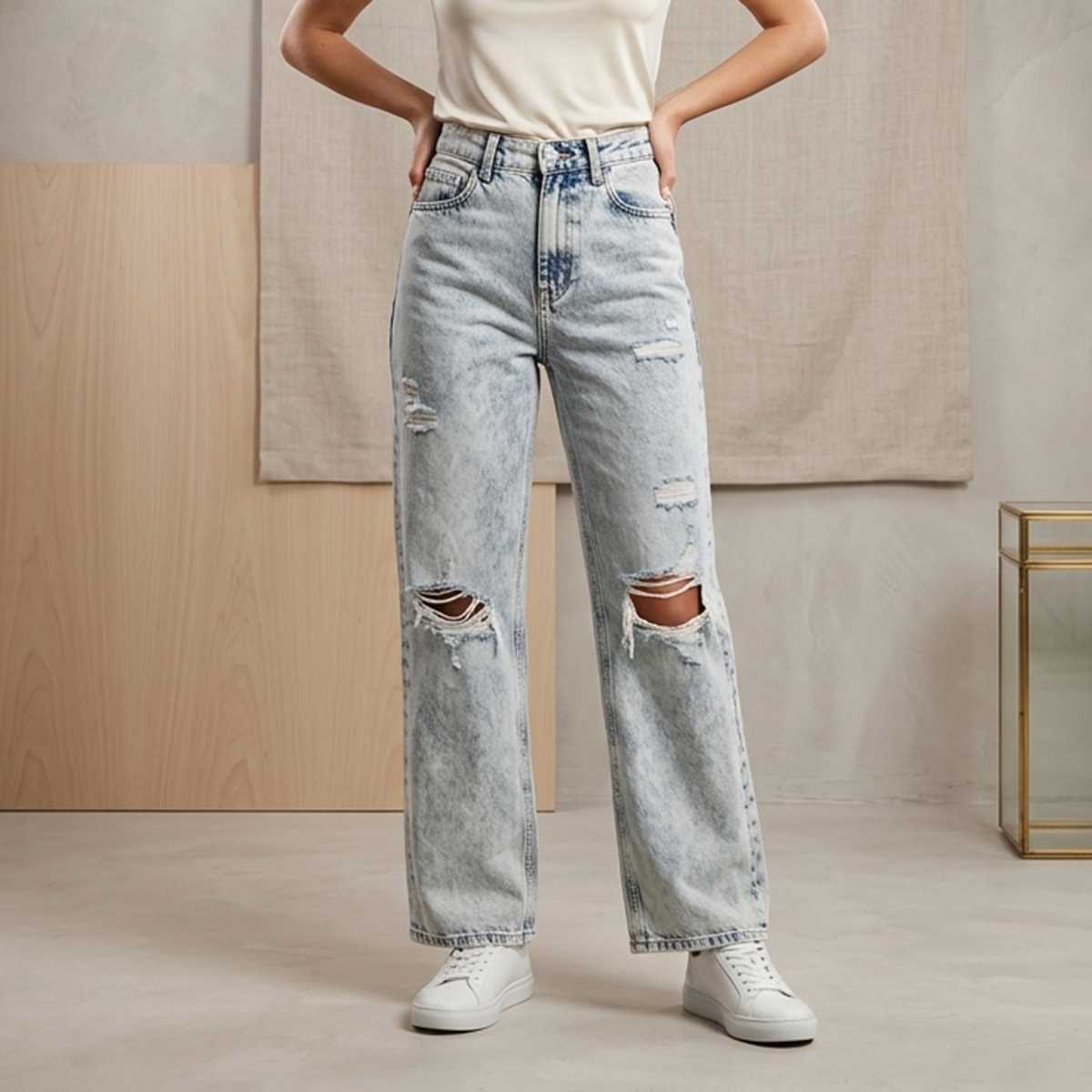Ladies Jeans Ripped Pant