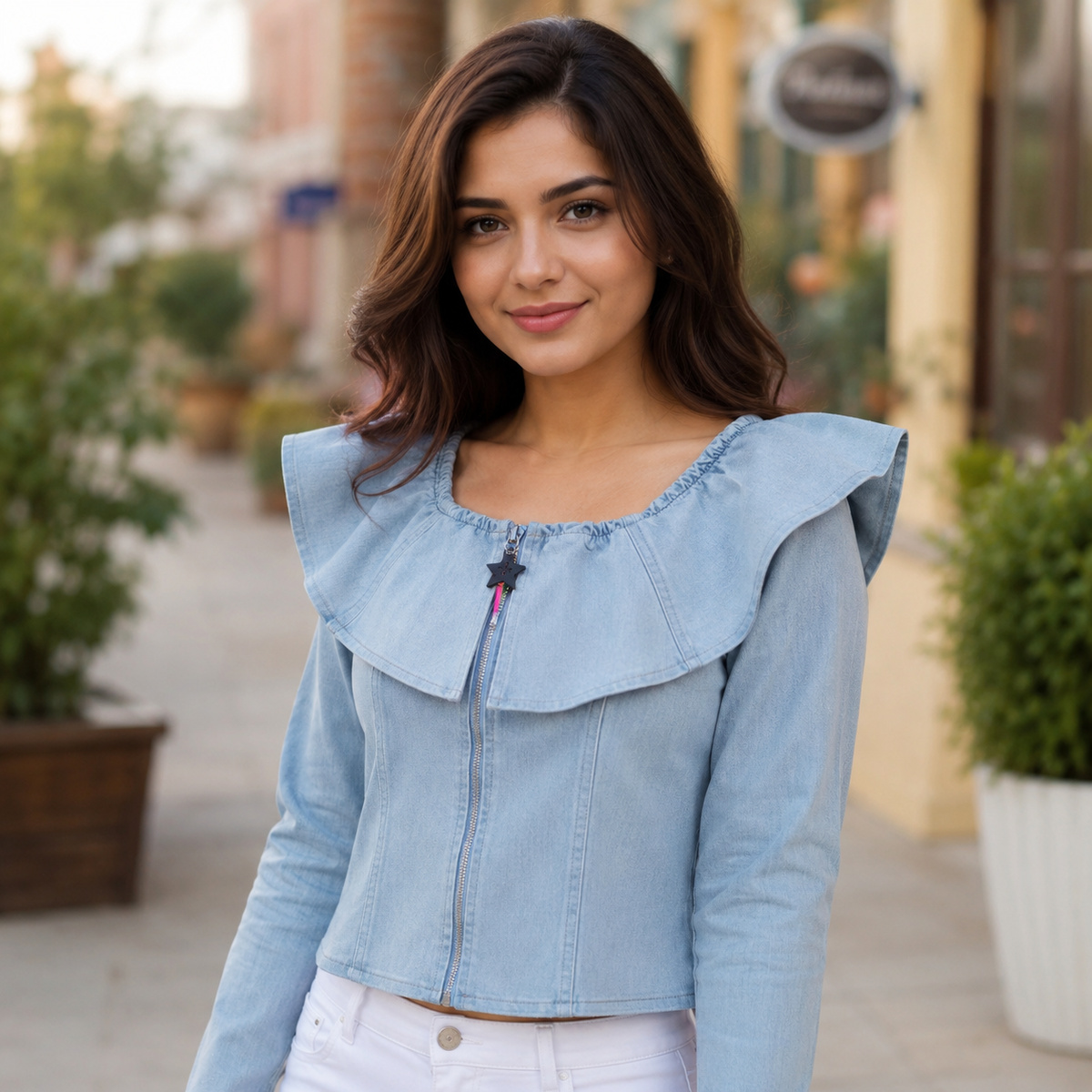 Ladies Jeans Blouse Long Sleeve