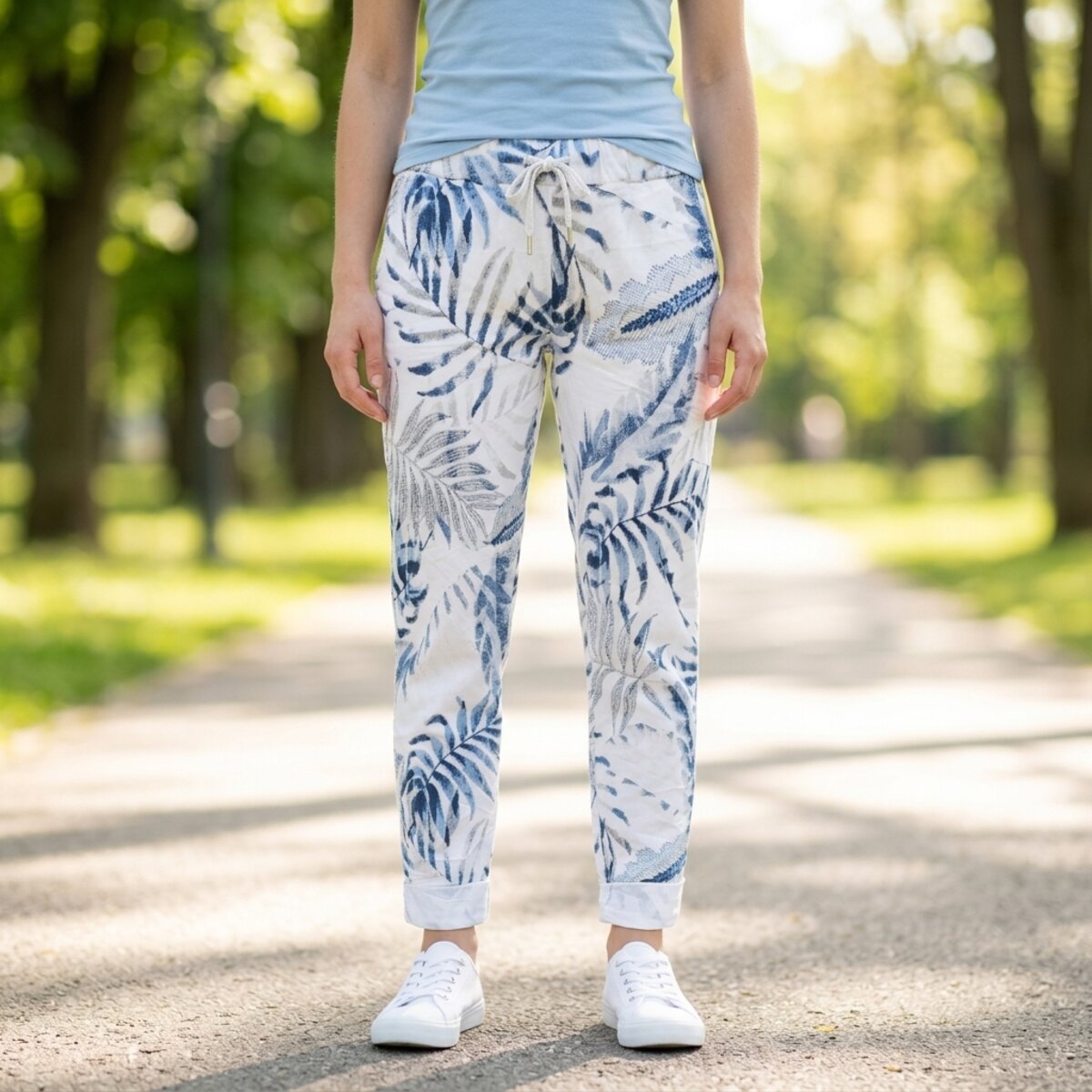 Ladies Casual Pant Printed Mix Color Free Size