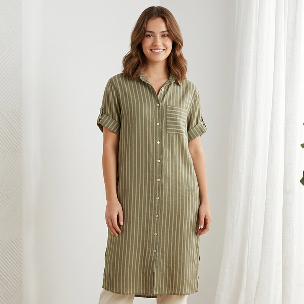 Ladies Long Dress Short Sleeve