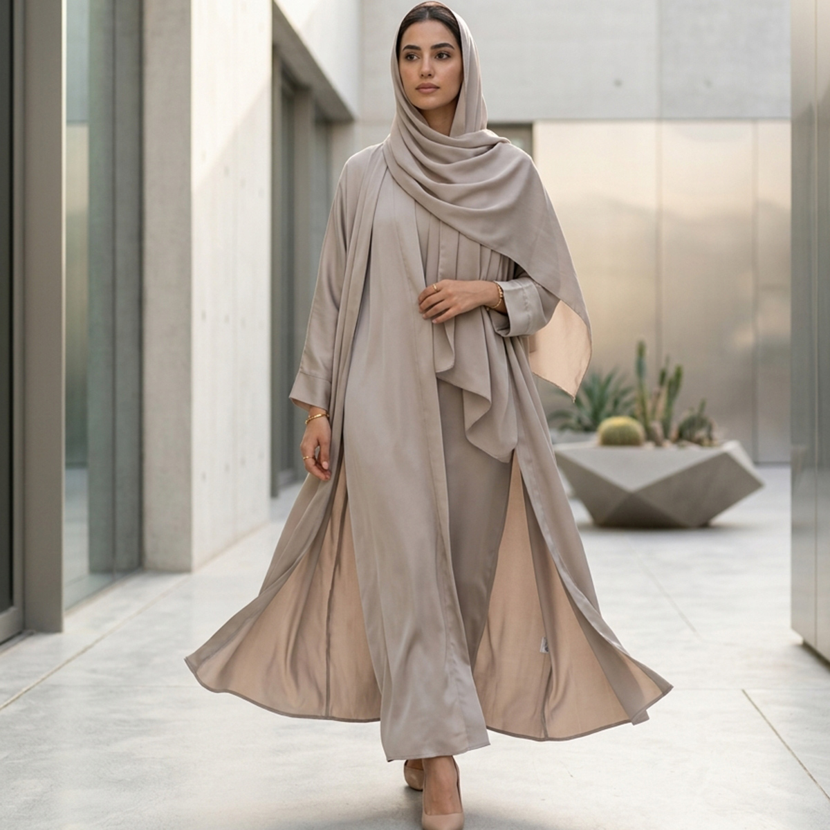 Ladies Abaya Grey Free Size