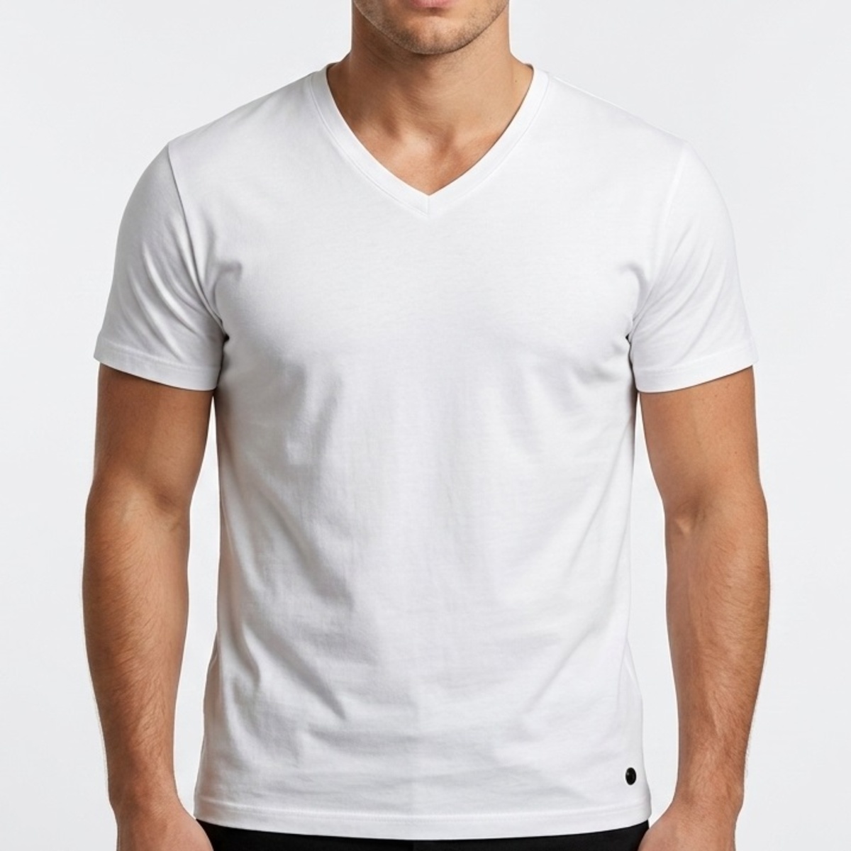 Mens V Neck T Shirt Plain
