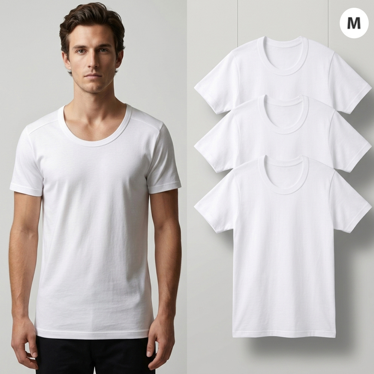 Mens Round Neck T-Shirt Pack 1x3 Pieces