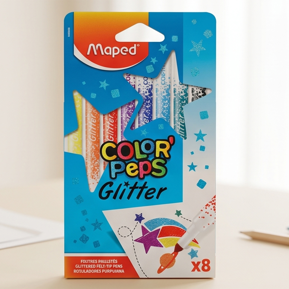 Maped Color Peps Glitter Felt Tip Pens 8 Pieces
