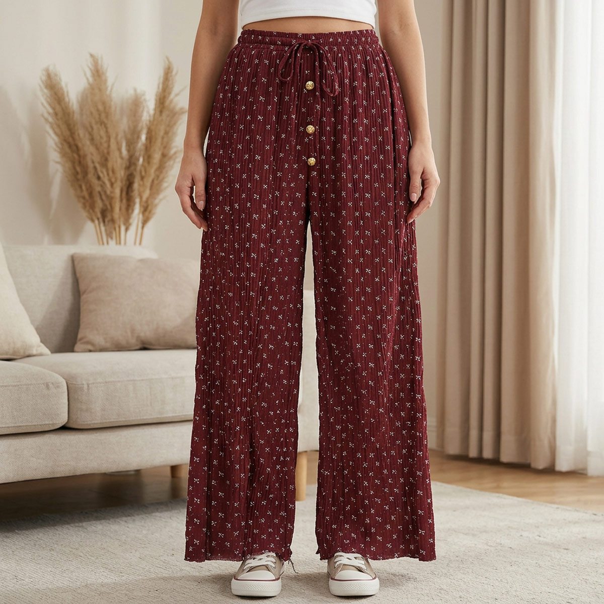Ladies Palazzo Pant With Design Soft Stretch