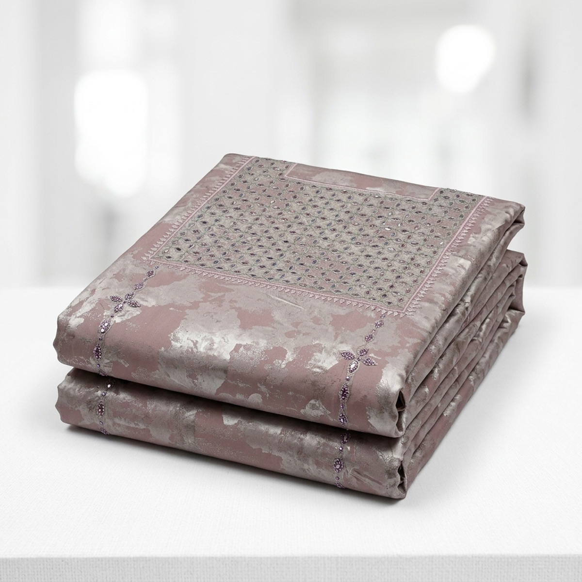 Ladies Jalabia Fabric Printed With Stone Work And Embroidery Baby Silk
