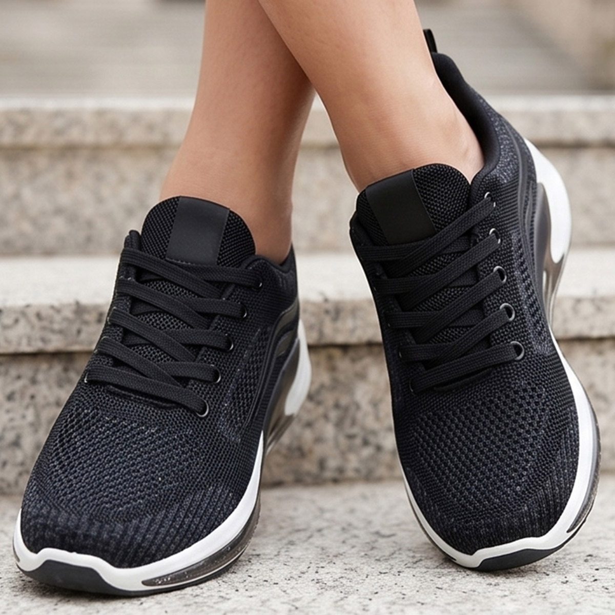Ladies Running Shoes With Lace Black
