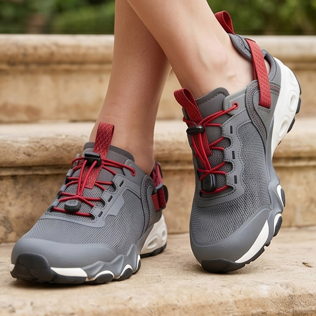 Ladies Running Shoes Without Lace Grey