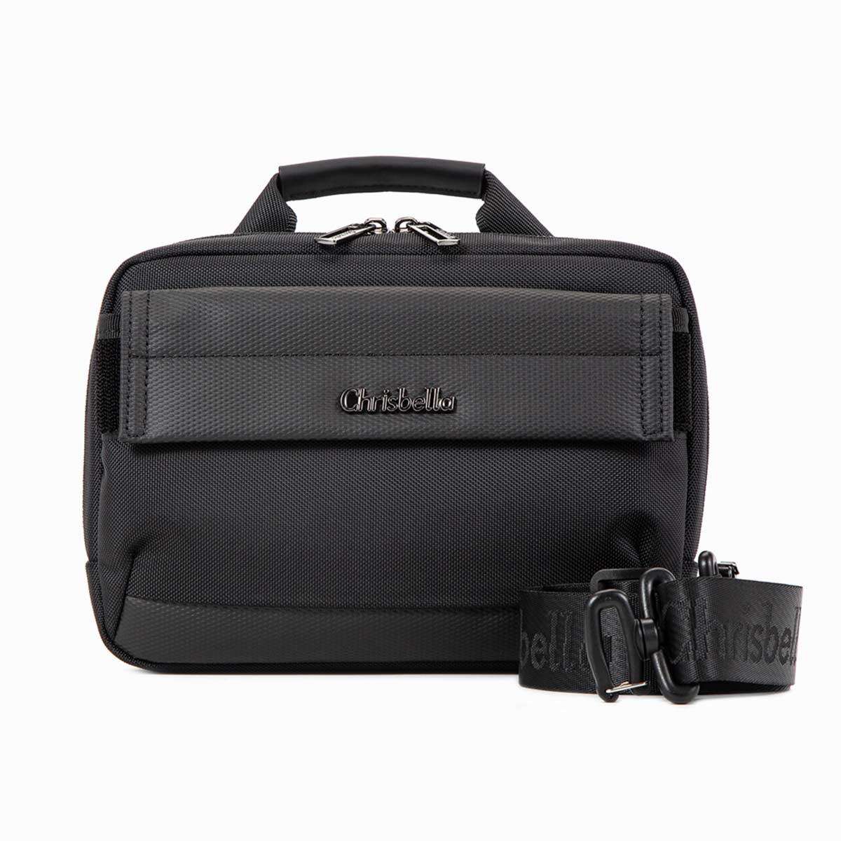 Chrisbella Ladies Black Crossbody Bag 25x5x19cm with Adjustable Strap