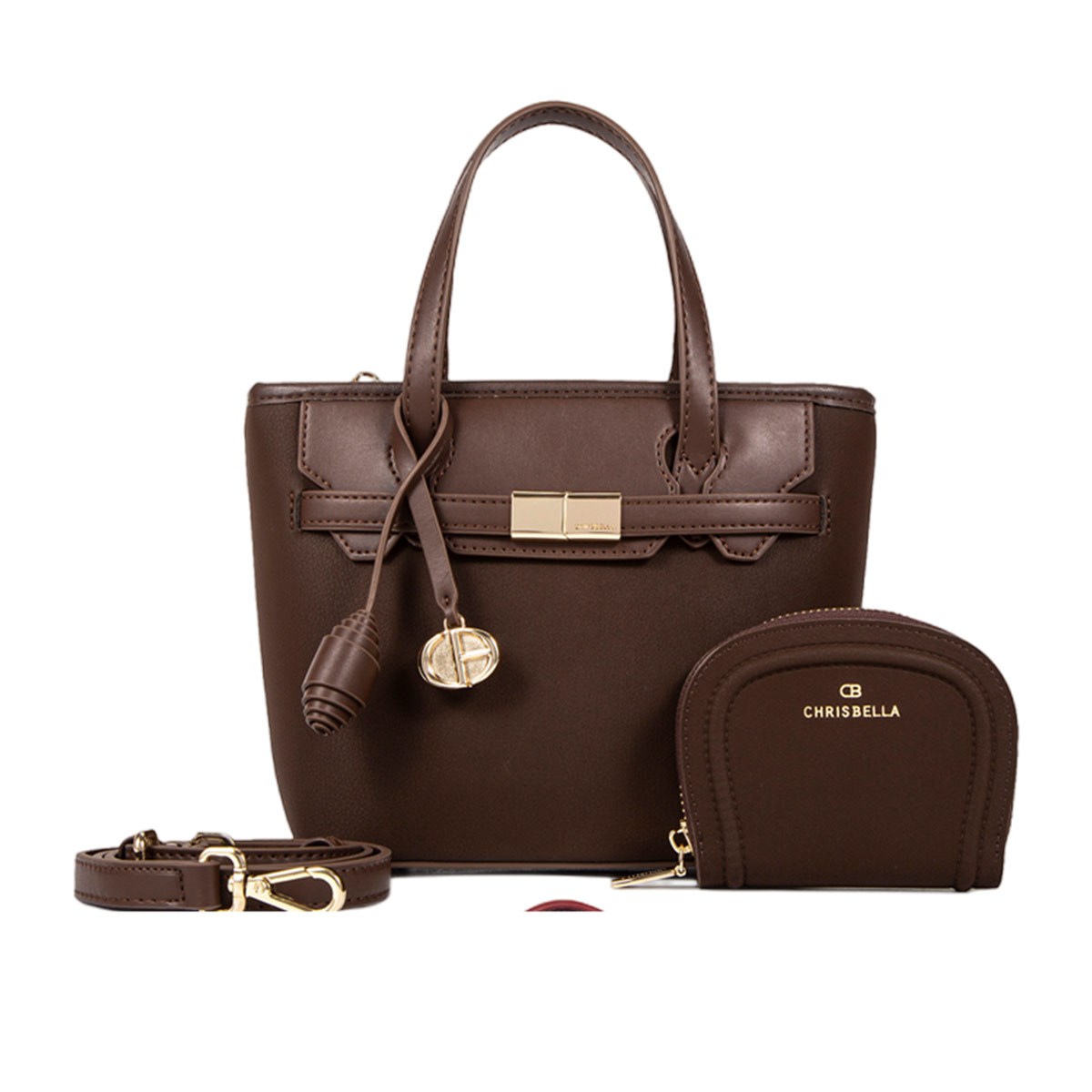 Chrisbella Ladies Bag Plain 2 Pieces Set