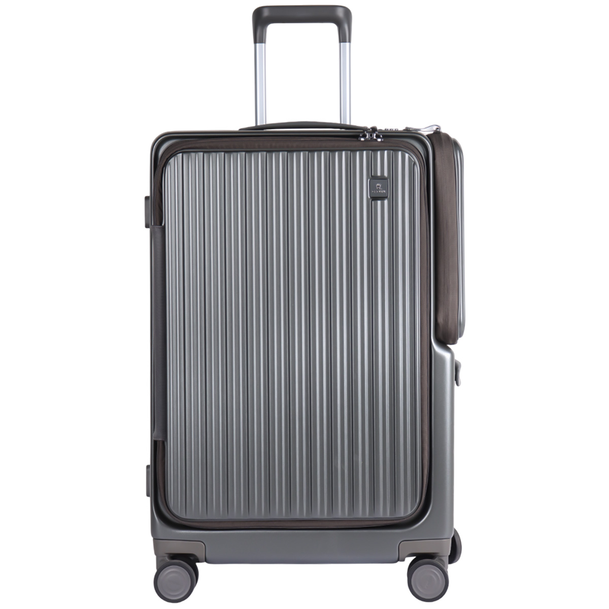 Crown Boxy Front Opening Carrry On Trolley Bag Iron Grey 25 Inch