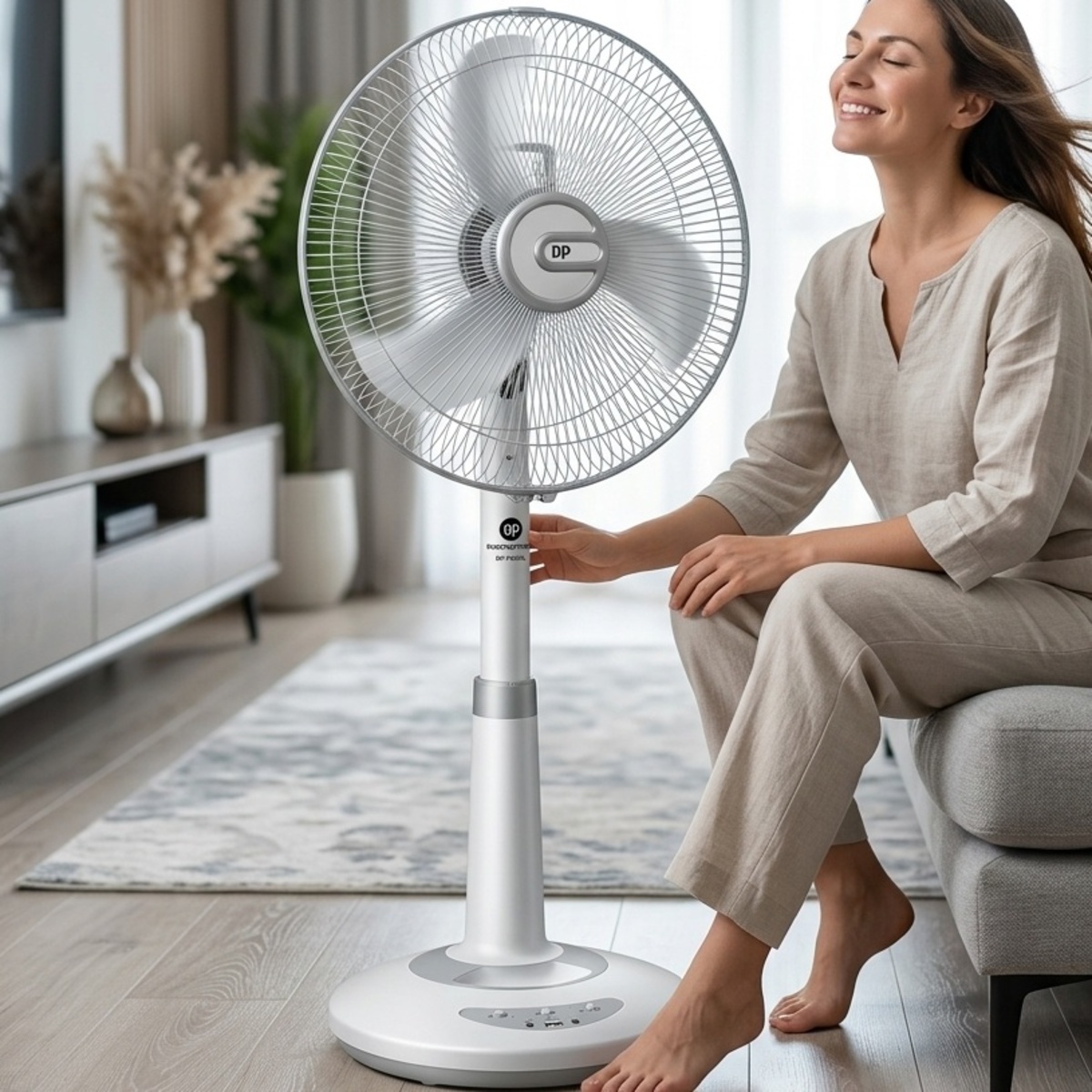 DP Rechargeable Stand Fan With Adjustable Height