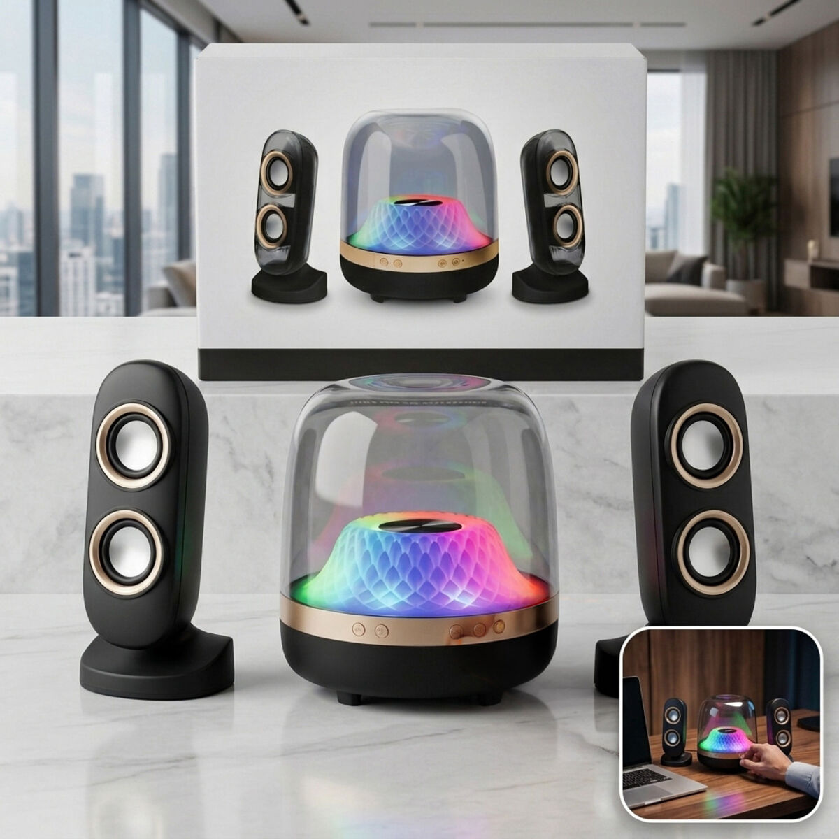 RGB Lighting Subwoofer & Speakers Set