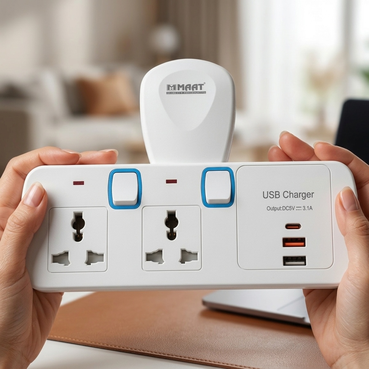 Maat 2 Way Multi Plug Universal T Socket