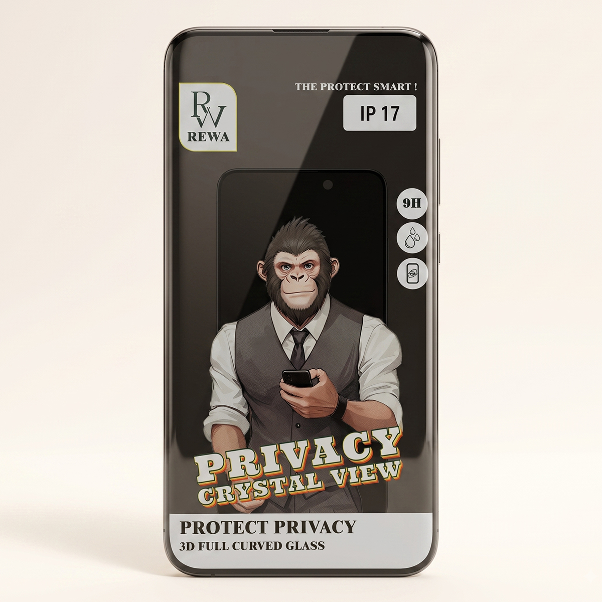 REWA Crystal Clear View Privacy Glass Protector For Iphone 17