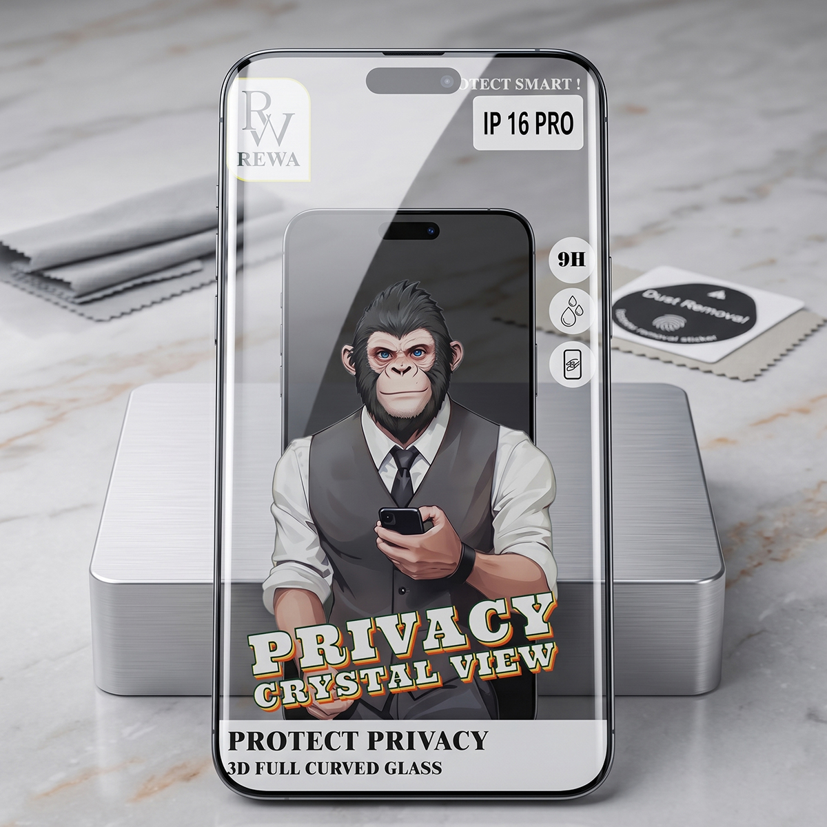 Rewa Full Curved Privacy Protective Glass For Iphone 16 Pro