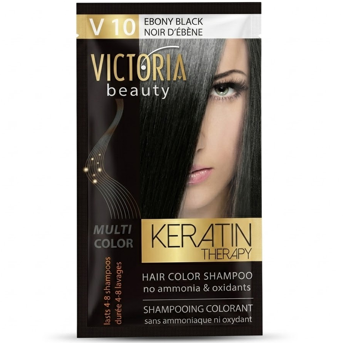 Victoria Beauty Keratin Therapy Hair Color Shampoo Ebony Black 40ml