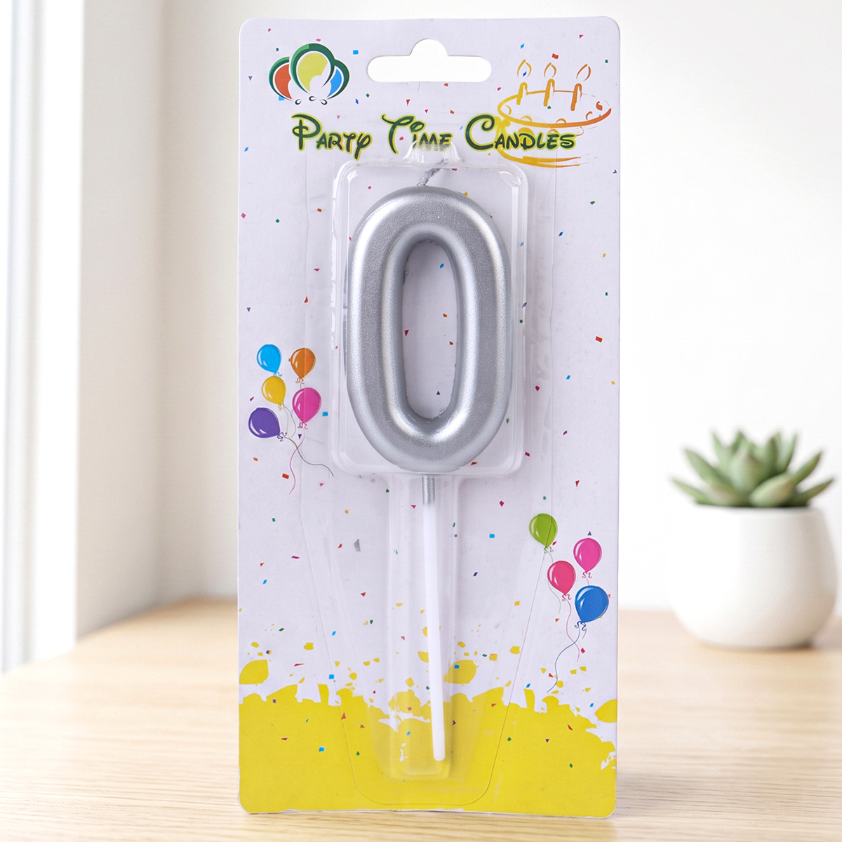 Party Time Silver Candle Number 0