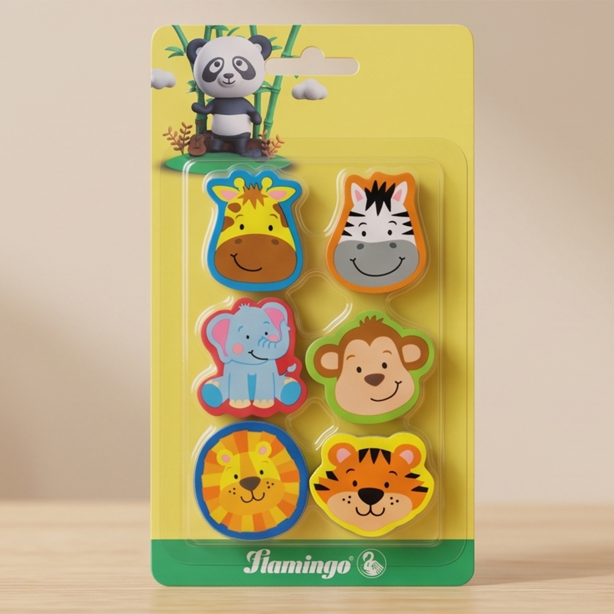 Flamingo Animal Erasers 6 Pieces