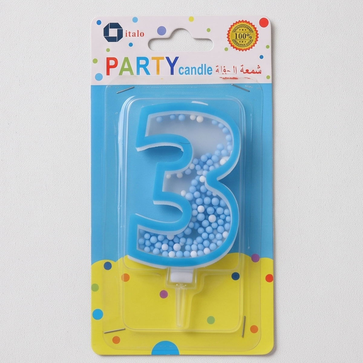 Italo Party Candle Number 3 Blue