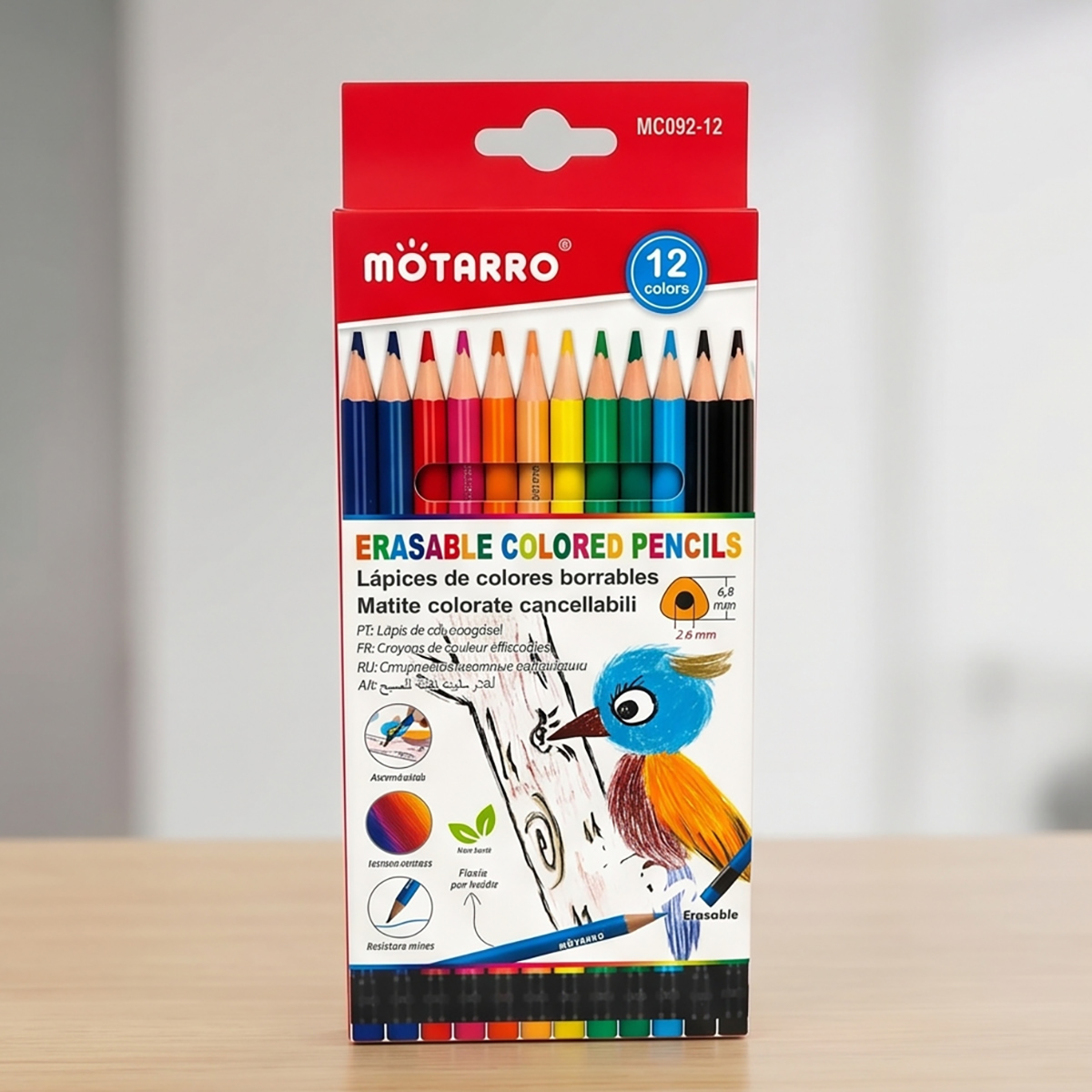 Motarro Erasable Colored Pencils 12 Pieces