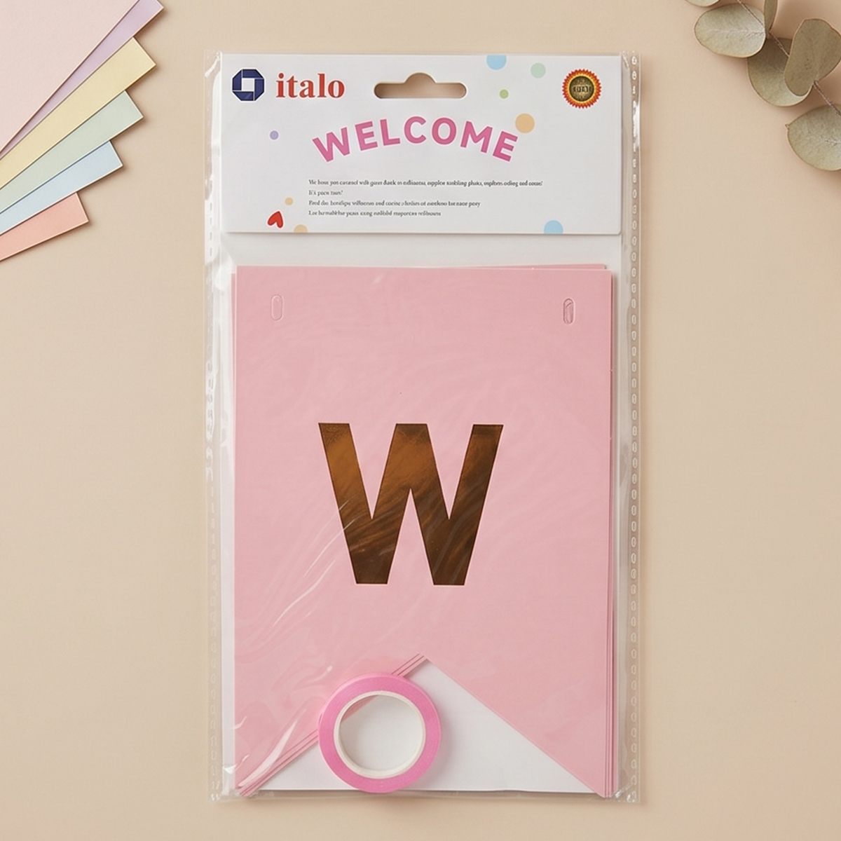 Italo Pink Flag Shape Welcome Banner