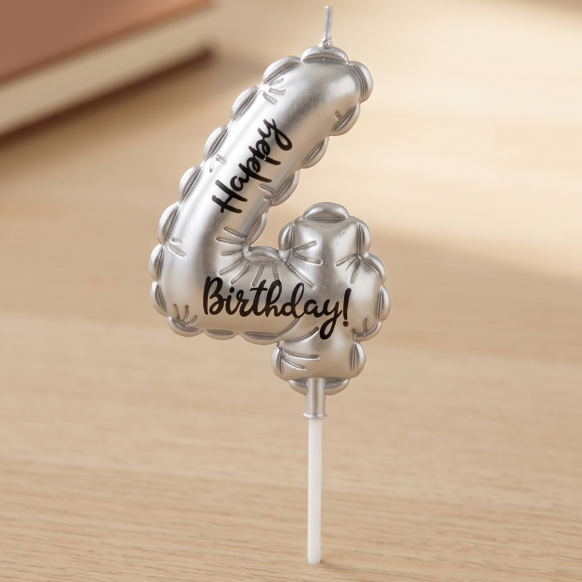 Italo Foil Balloon Shape Birthday Candle Number 4 Silver