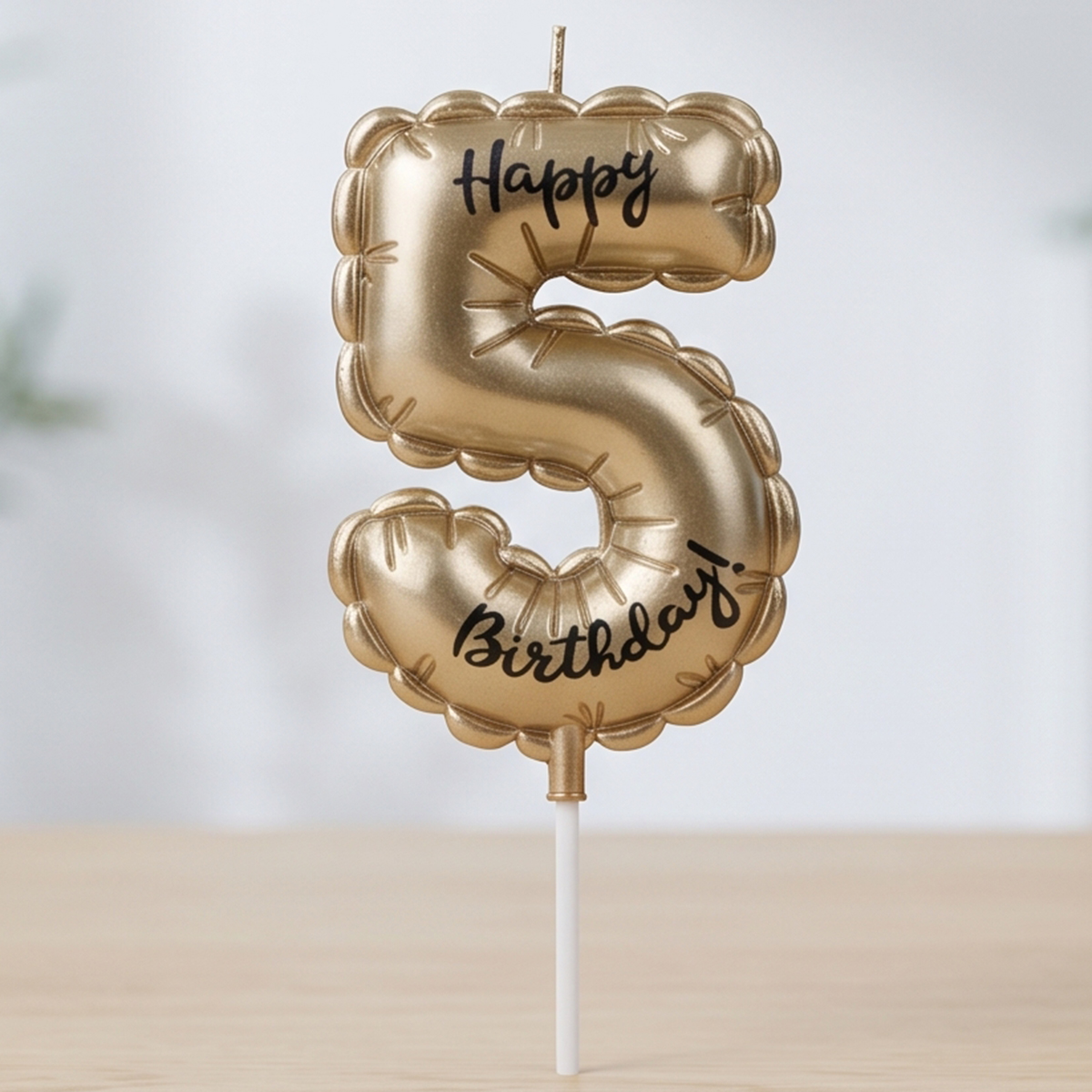 Italo Foil Balloon Shape Birthday Candle Number 5 Silver