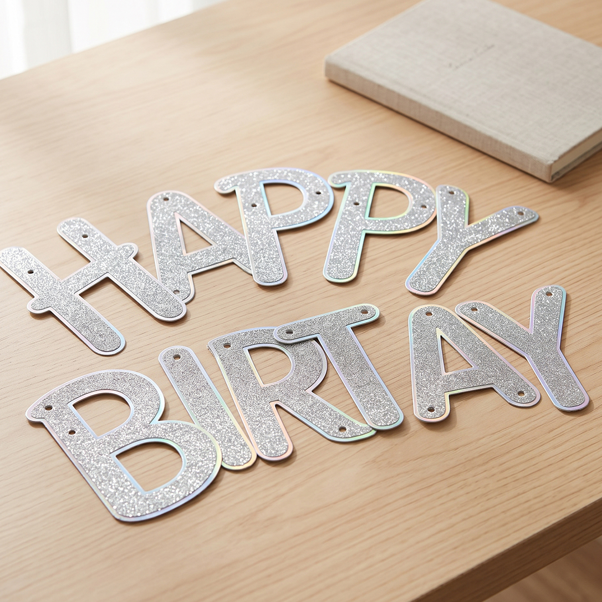 Silver Glitter Happy Birthday Banner
