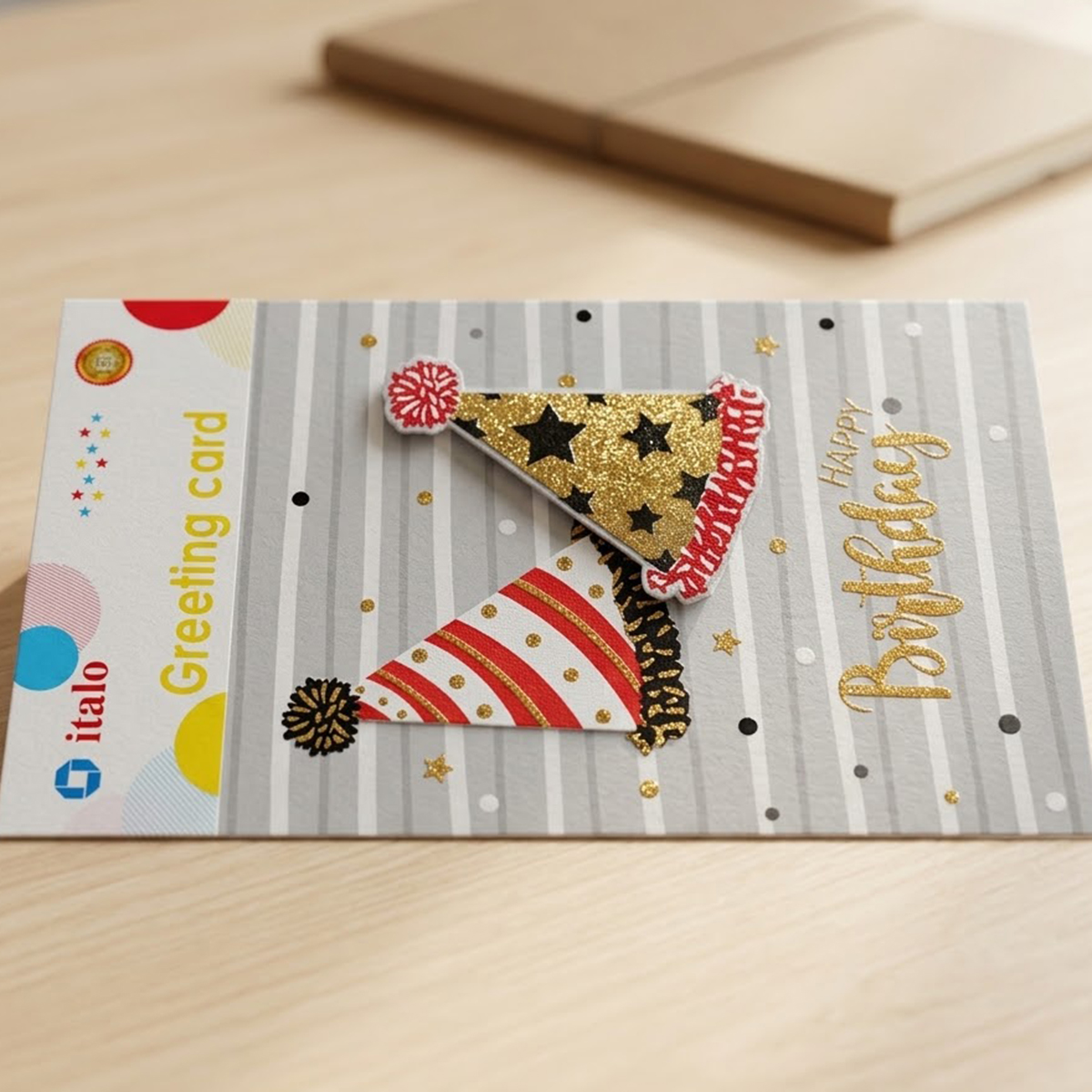 Italo Party Cap Designed Happy Birthday Greeting Card