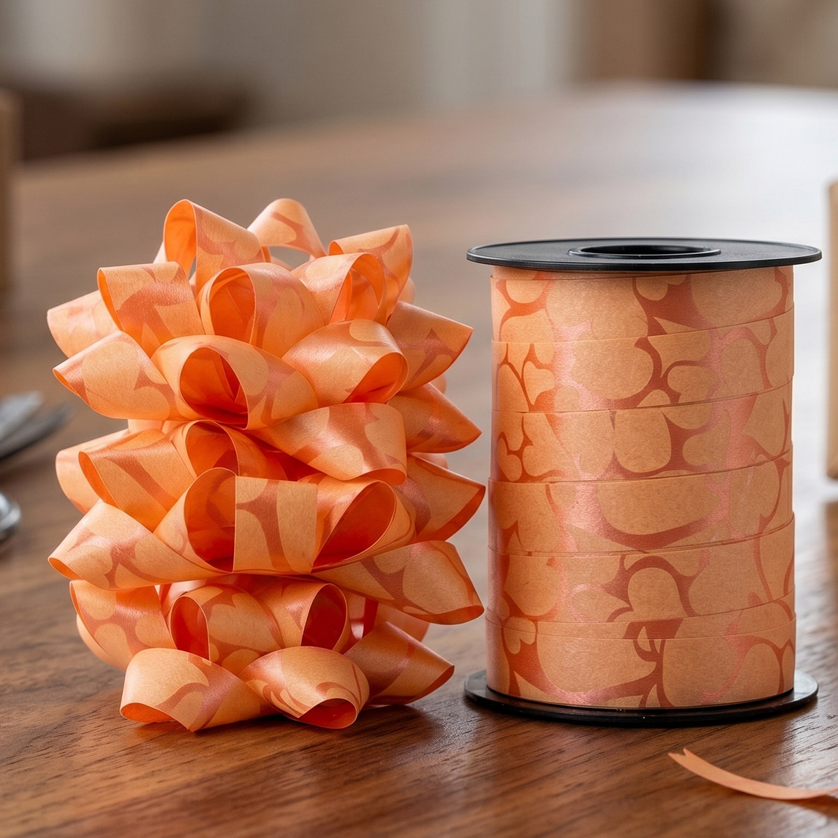 Orange Decorative Ribbon And Bow Set